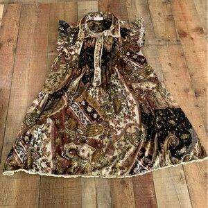 Echo Rose womens size medium tapestry paisley damask button front midi dress